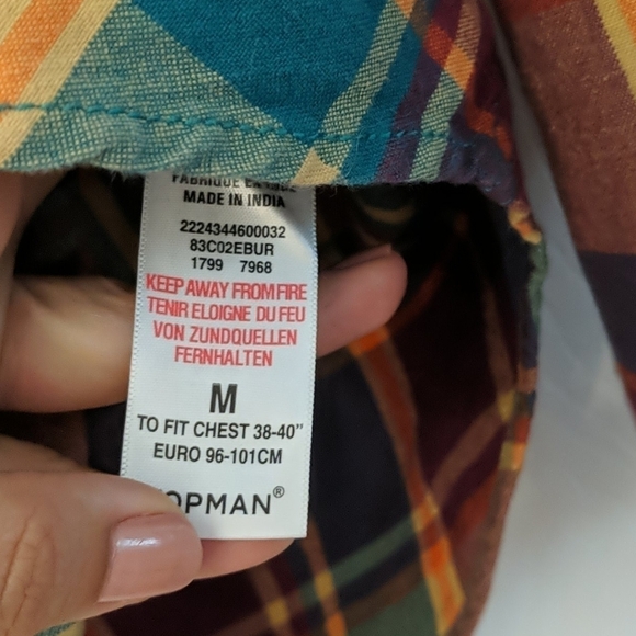 TOPMAN Plaid Button Shirt with Elbow Patches - Picture 4 of 7